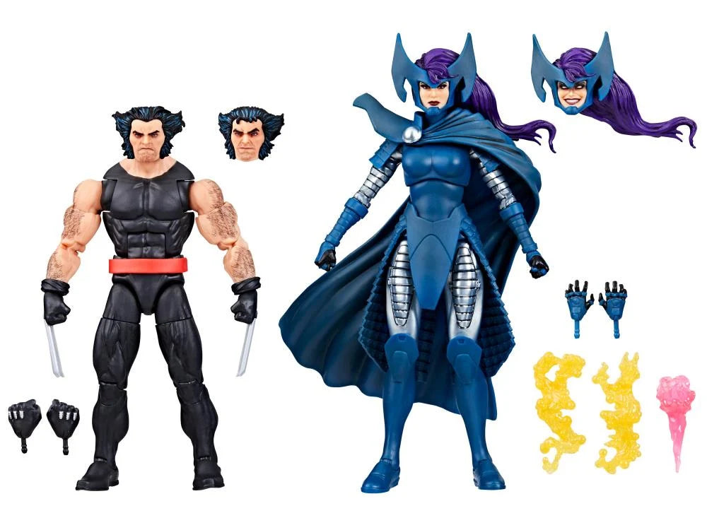 Marvel Legends Wolverine and Psylocke 2-Pack Action Figures - 50th Anniversary Edition | Collectible Superhero Toys for Display & Gifts | Marvel X-Men Comics Fans