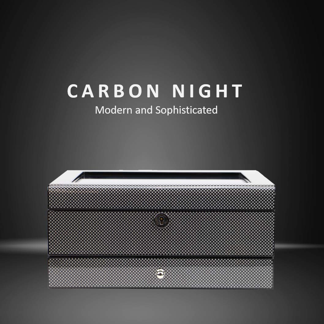 Luxury Carbon Fiber Watch & Cufflink Jewelry Box Set - Elegant Gift for Men, Wedding, Anniversary & Special Occasions - Perfect for Displaying Watches and Cufflinks in Style