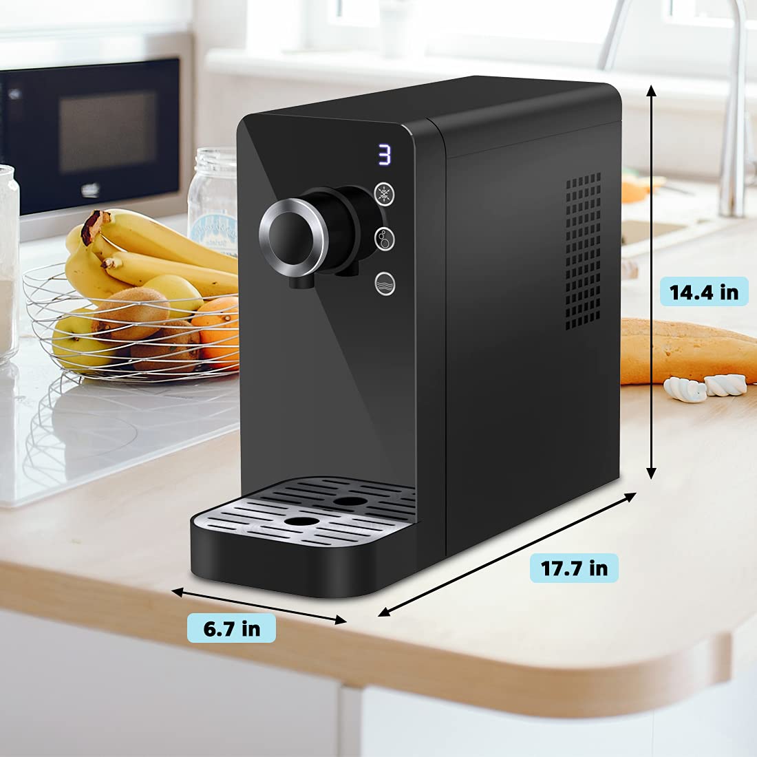 LifePlus Sparkling Water Maker Machine - Electric Soda Maker with 3 Modes for Home, Bar, Gym, Office & Restaurant Use | Commercial & Personal Carbonated Water Dispenser | Perfect for Parties, Healthy Drinks & Refreshments (Black)