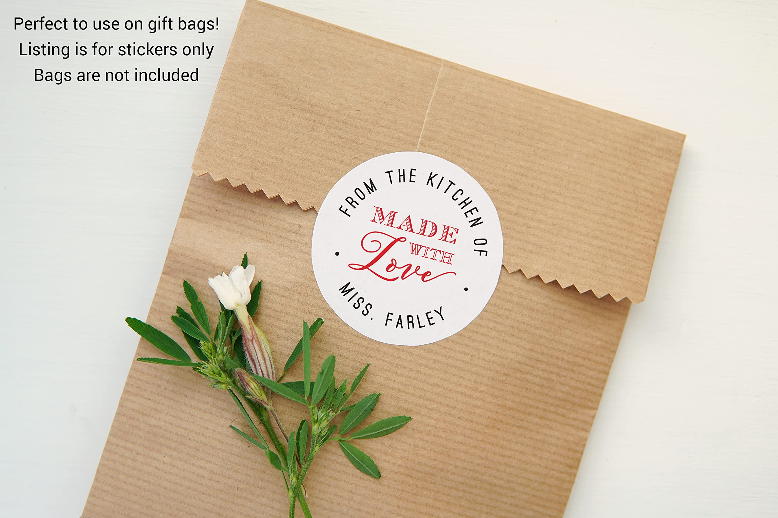 Personalized 'Made with Love' Stickers - Custom Kitchen Favor Labels for Baked Goods & Gifts | Perfect for Wedding Favors, Baby Showers & Homemade Treat Packaging