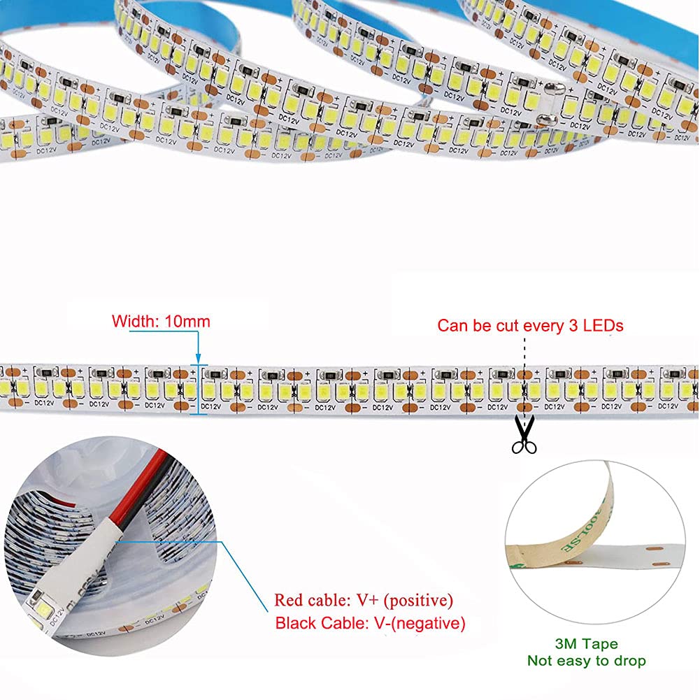 Bright SMD 2835 LED Strip Lights - 16.4Ft 1200LEDs Waterproof IP65 26000LM High Density Green LED Light Strips - 3X Brighter Than 3528 - Perfect for Home Decor, Kitchen Lighting, and Outdoor Accents