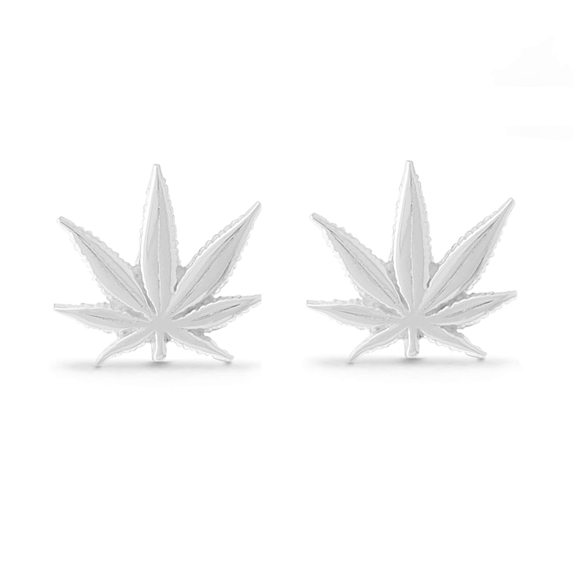 Sterling Silver Marijuana Leaf Stud Earrings for Women - Dainty Cannabis Pot Weed Jewelry - Perfect for 420 Gifts, Festivals, and Boho Fashion