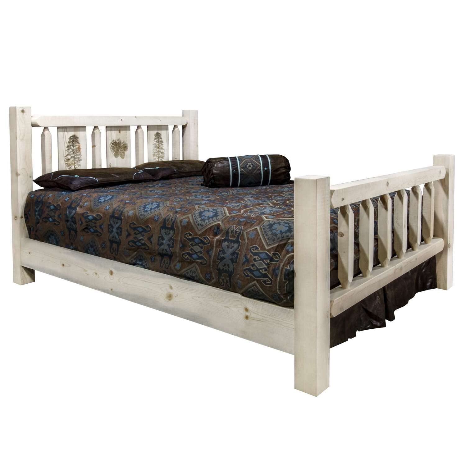 Montana Log Collection Solid Wood Homestead Queen Bed Frame - Rustic Pine Wooden Bed for Cabin, Lodge & Farmhouse Bedroom Decor