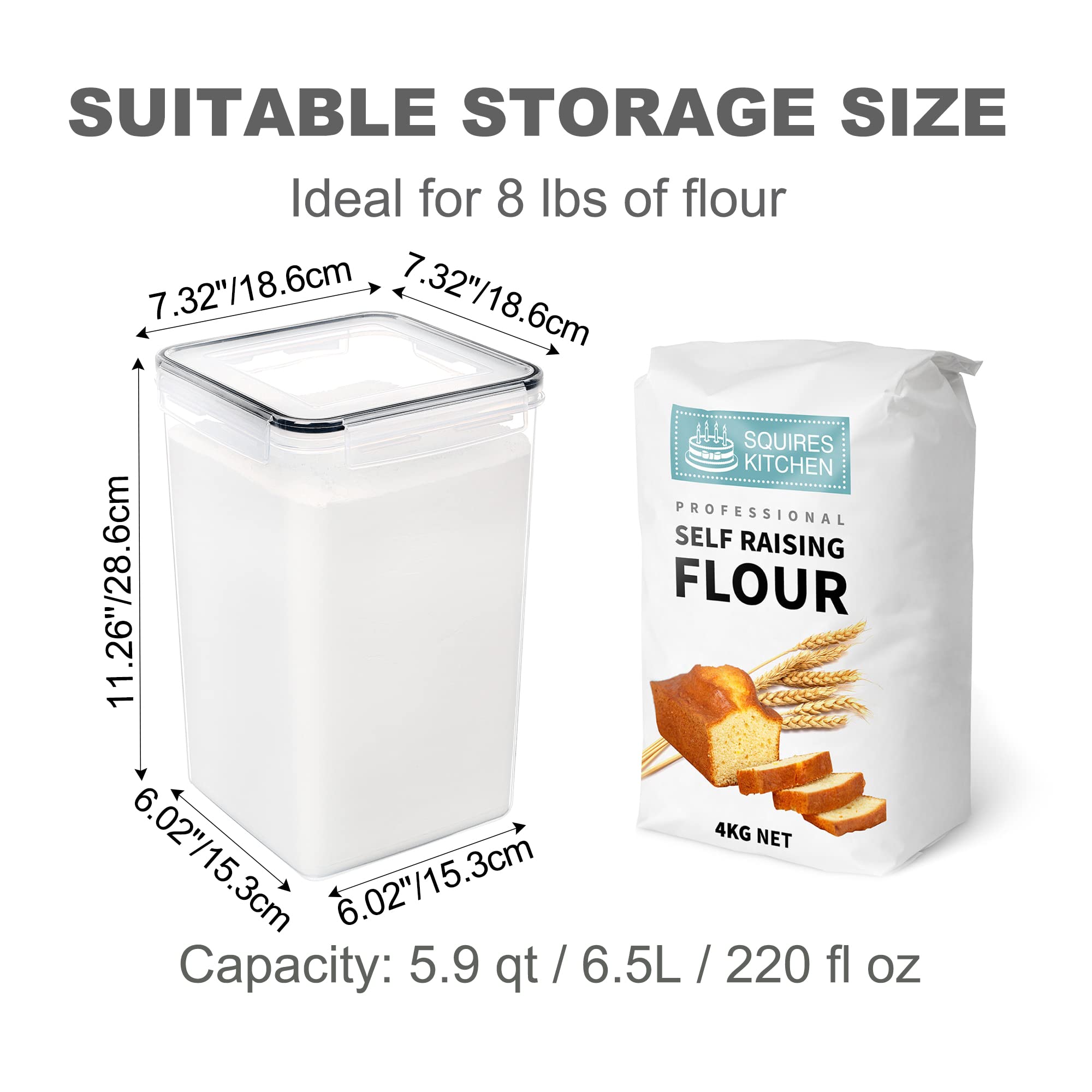 6.5L (5.9 Quart) Airtight Food Storage Containers with Lids - 2 Pack BPA-Free Plastic Canisters for Flour, Sugar, Baking Supplies & Dry Food | Perfect for Kitchen Pantry Organization & Bulk Food Storage