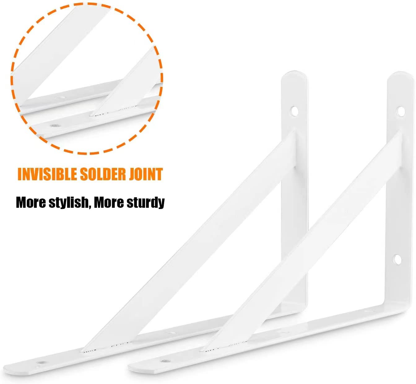6 Inch Heavy Duty Shelf Brackets - 4 Pack White L Brackets for Floating Shelves, 90 Degree Metal Triangle Supports with Screws - Perfect for DIY Home Office, Kitchen, Bathroom & Garage Storage Solutions