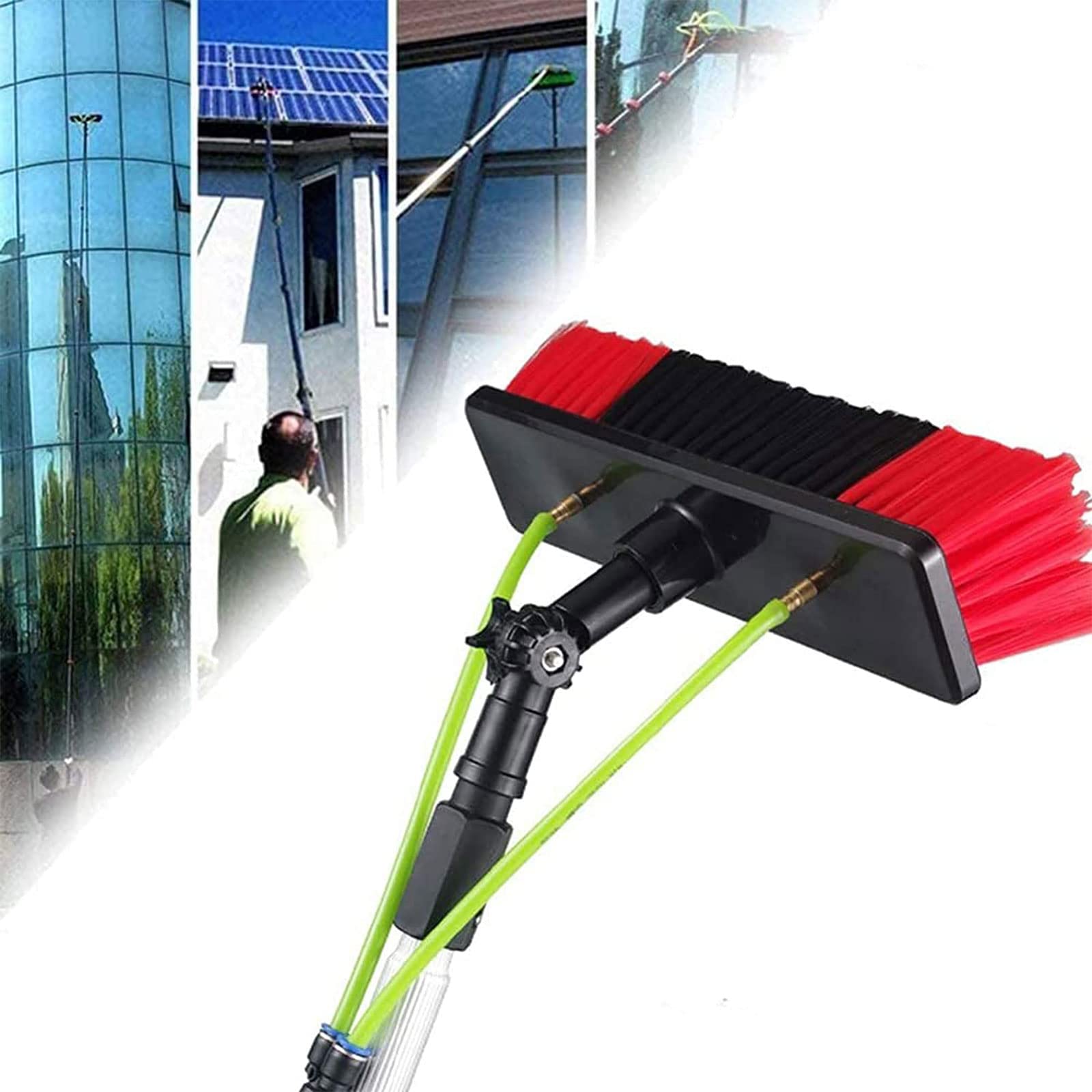 **WSNDY 30ft Water Fed Window Cleaning Pole Kit - 5-9M Extendable, Portable with Hose Spray & 30cm Brush Head - Perfect for High-Rise Windows, Balconies, and Hard-to-Reach Glass Surfaces**