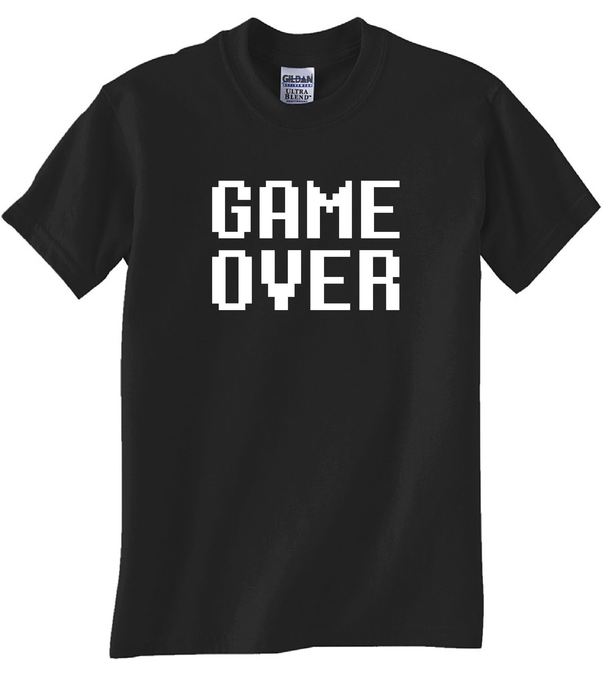 Game Over黑色T恤 - 潮流休闲男士短袖上衣，适合日常穿搭、聚会和游戏场景