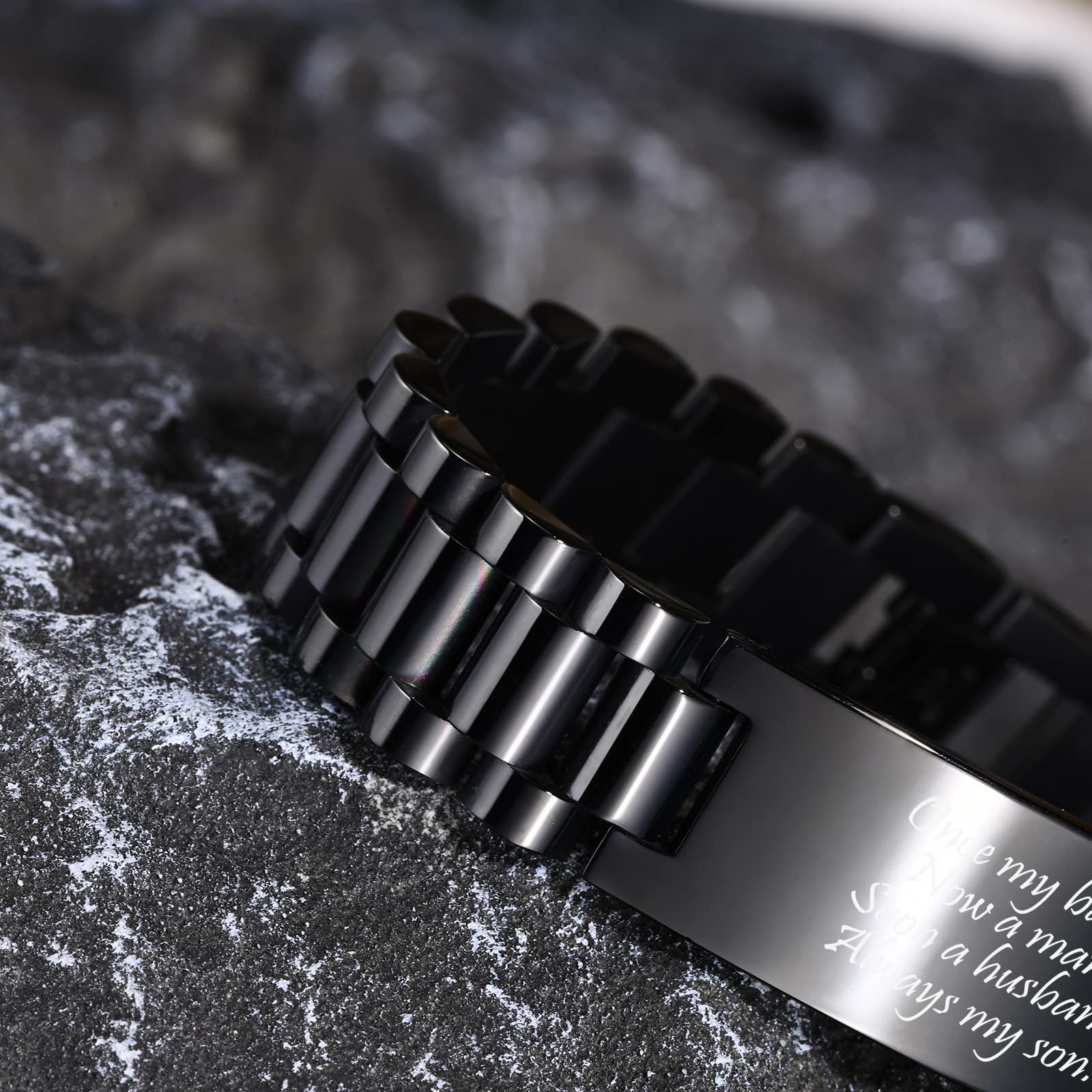 MEALGUET Inspirational Stainless Steel Bracelet for Son - Customizable Courage Link Wristband, Perfect Birthday & Graduation Gift from Mom & Dad, Ideal for Daily Wear & Special Occasions
