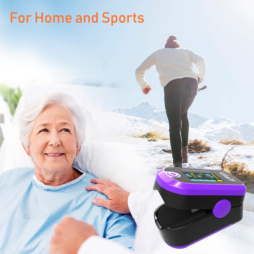 Pulse Oximeter with OLED Display - Fingertip Blood Oxygen Saturation Monitor (SpO2) - Includes Carrying Case, Batteries & Lanyard - Perfect for Home Use, Travel, and Health Monitoring