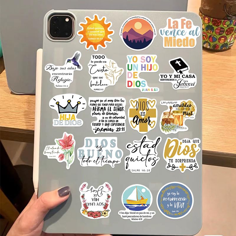150Pcs Spanish Jesus Christian Stickers - Bible Verse Decals for Laptop, Water Bottle, Skateboard - Waterproof Religious Scripture Stickers - Perfect Gift for Boys, Girls, Teens, Kids & Adults - Ideal for Bible Study, Church Events & Personal Devotion