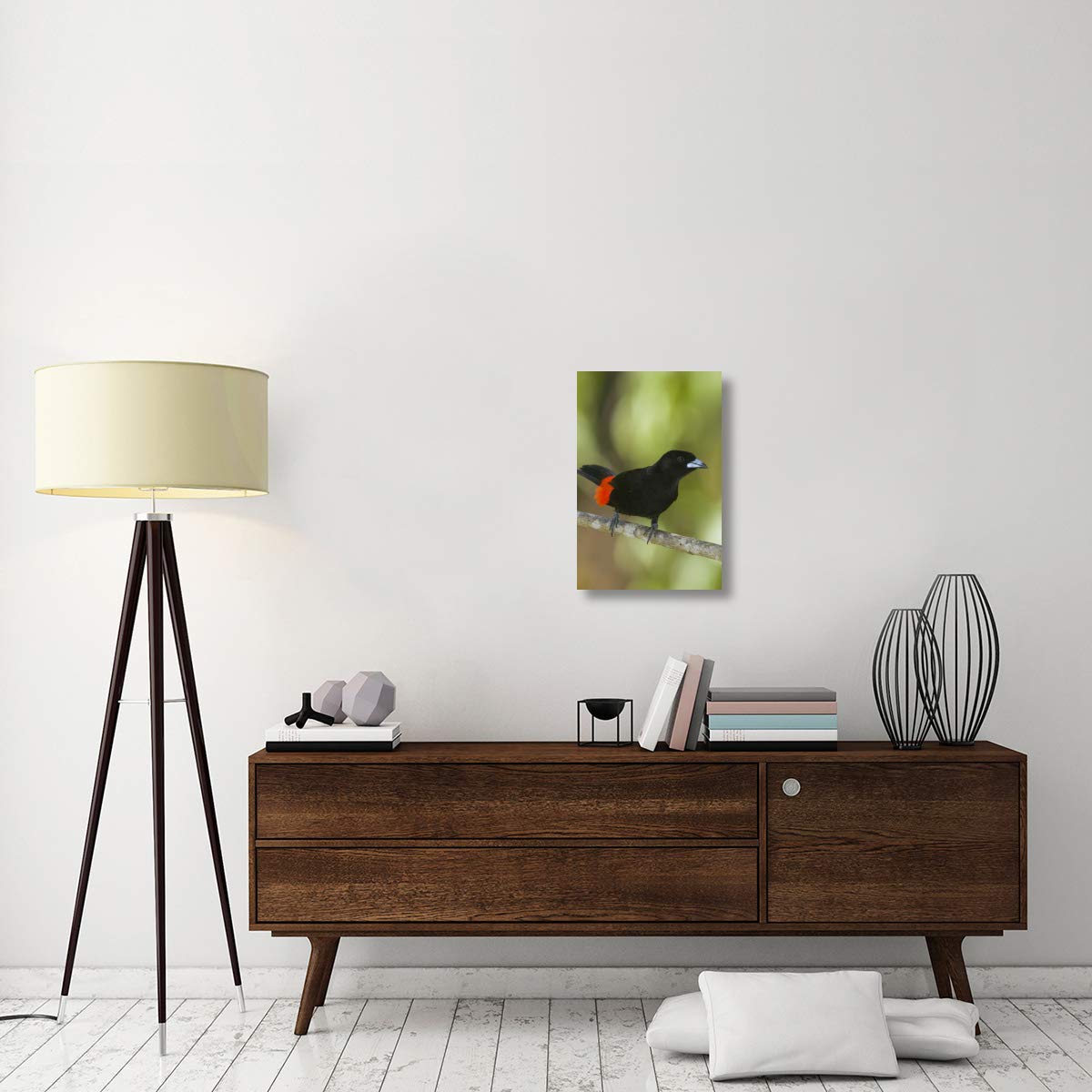 Scarlet-rumped Tanager Male Canvas Art Print - 16x24 Inch Costa Rica Wildlife Wall Decor - Perfect for Living Room, Bedroom & Office