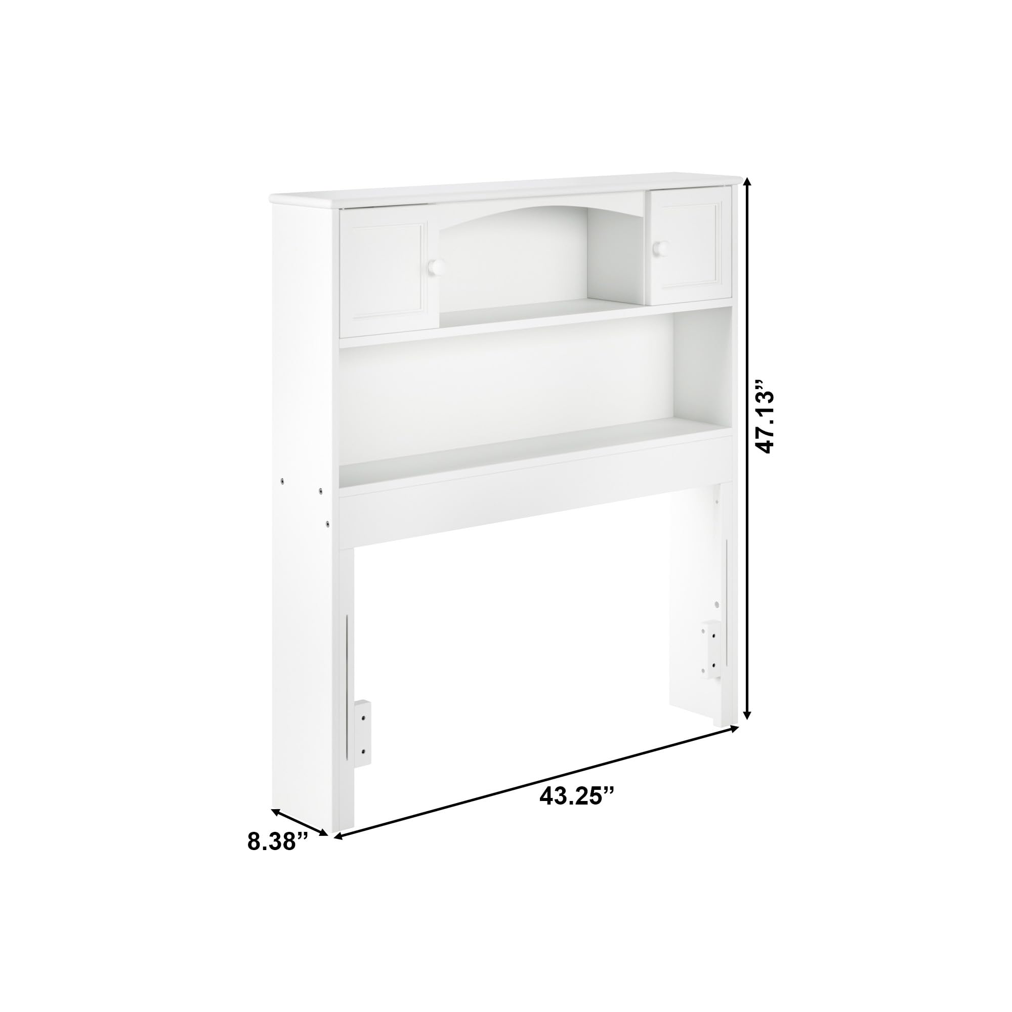 AFI Newport Twin Headboard with Turbo Charger - White Wooden Headboard for Kids & Teens Bedroom, Dorm Room Decor, Space-Saving Design