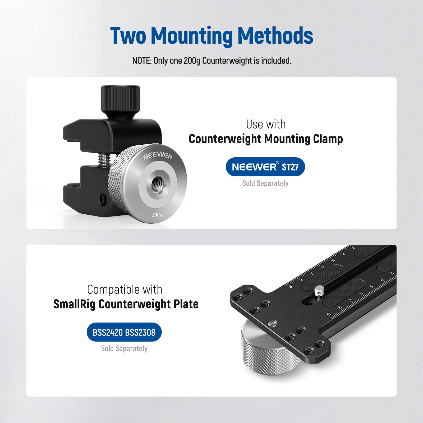 NEEWER 50g/100g/200g Gimbal Counterweight for Camera Stabilizer - Perfect for DSLR Mirrorless Video Shooting, Vlogging & Professional Filmmaking