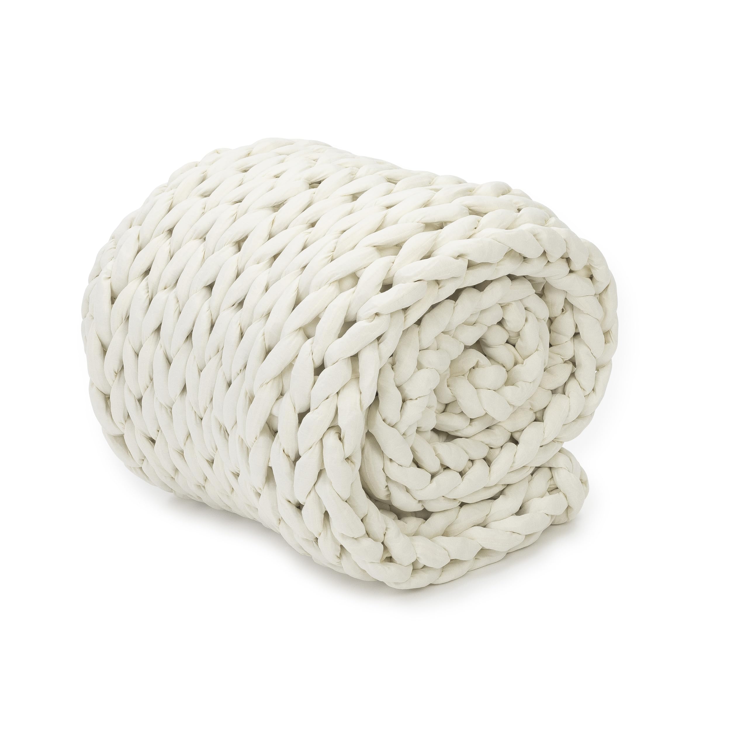 Nuzzie Chunky Knit Blanket - Breathable Cooling Handmade Knit Throw for Bed, Sofa & Travel - Machine Washable Lightweight Blanket for Adults & Kids - Home Decor Gift (Cream, 44