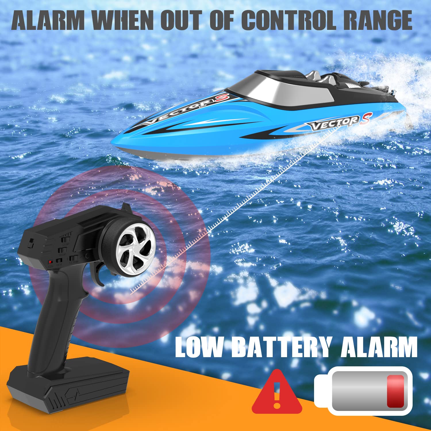 VOLANTEXRC 30+MPH High Speed Brushless RC Boat for Adults - 17.7