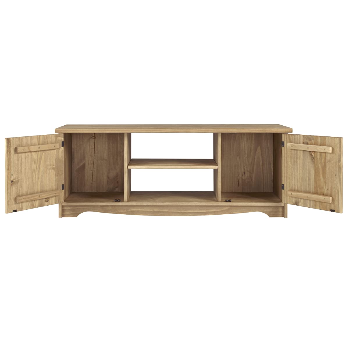 Solid Wood TV Stand with Storage Shelves - Modern Entertainment Center for Living Room, Bedroom & Home Theater - Perfect for TVs up to 65