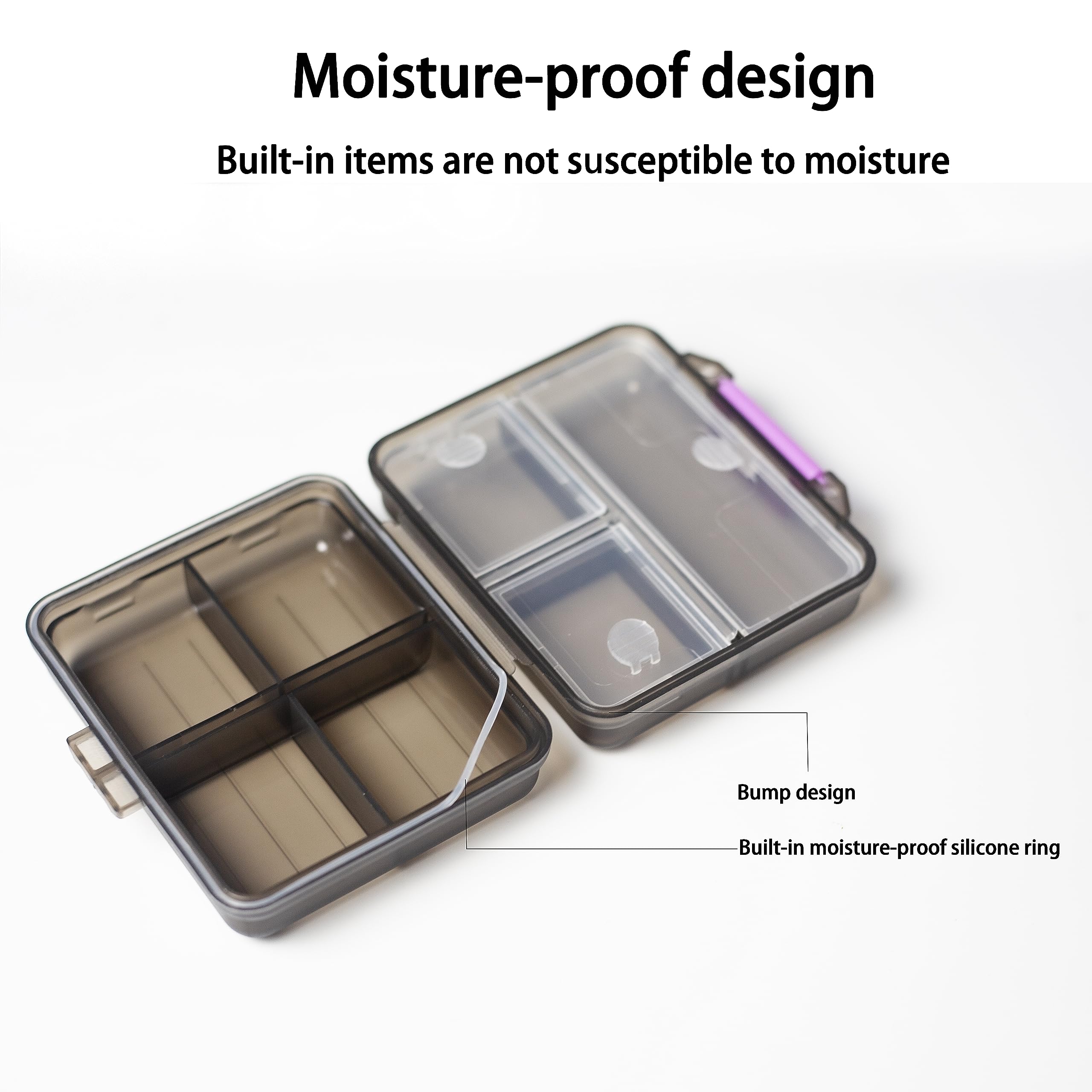 1 Pack Travel Pill Organizer with Labels - Small Portable 7-Day Pill Box, 7 Compartment Medication Case, Food Grade PP Material (Black/Gray) - Perfect for Daily Medicine Storage, Travel & Emergency Kits