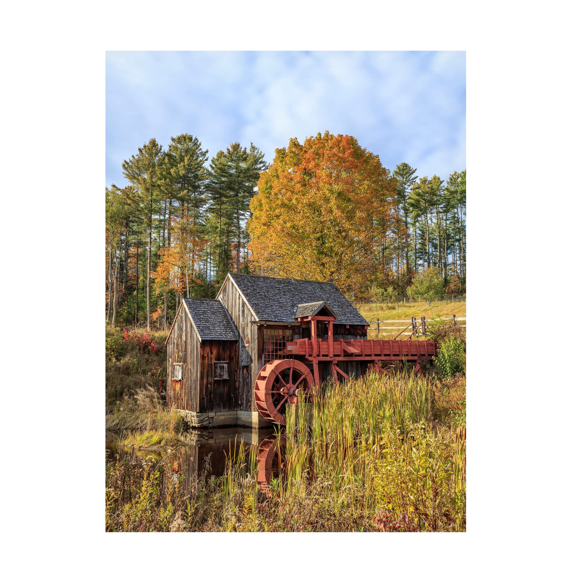 Trademark Fine Art 'Grist Mill' Landscape Canvas Print by Edward M Fielding - Vintage Watermill Wall Decor for Living Room, Bedroom & Office