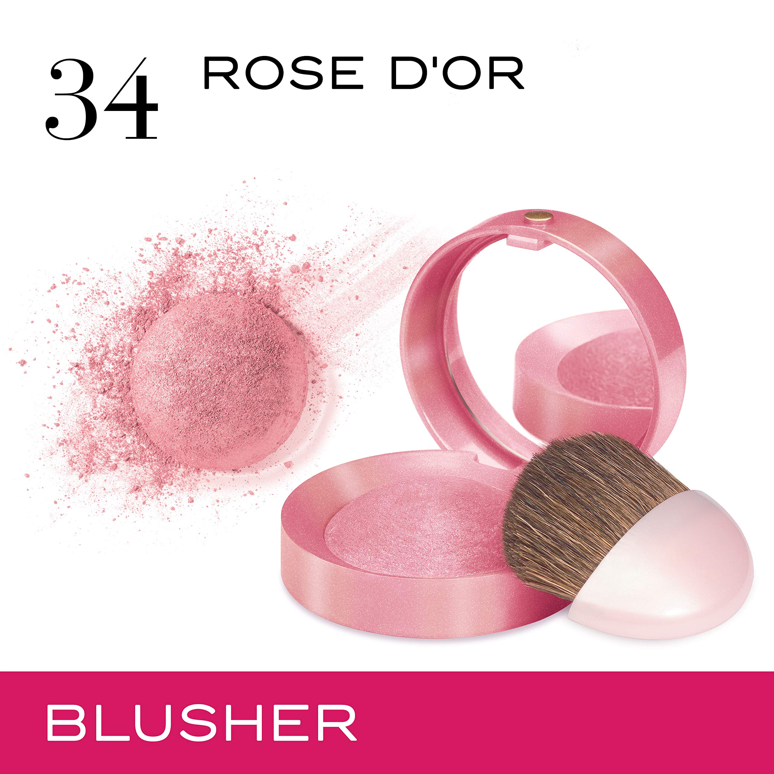 Bourjois Blush for Women - No. 34 Rose d'Or Golden Pink Cheek Color, 0.08 Ounce | Natural-Looking Flush for Day & Night Makeup Looks