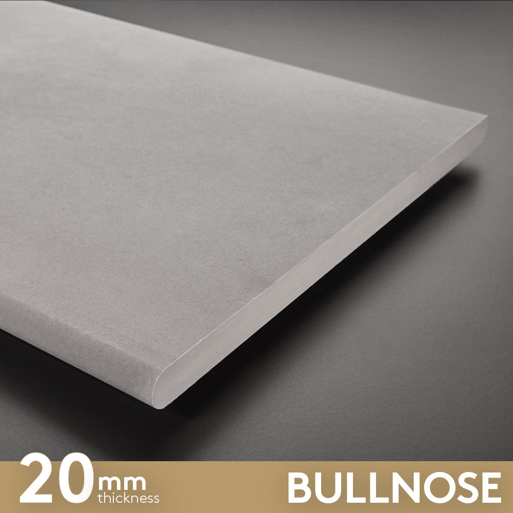 Premium 350x600mm Light Grey Bullnose Porcelain Tile for Outdoor Use - Brooklyn Series - Perfect for Patios, Walkways & Pool Decks (Sold per Piece)