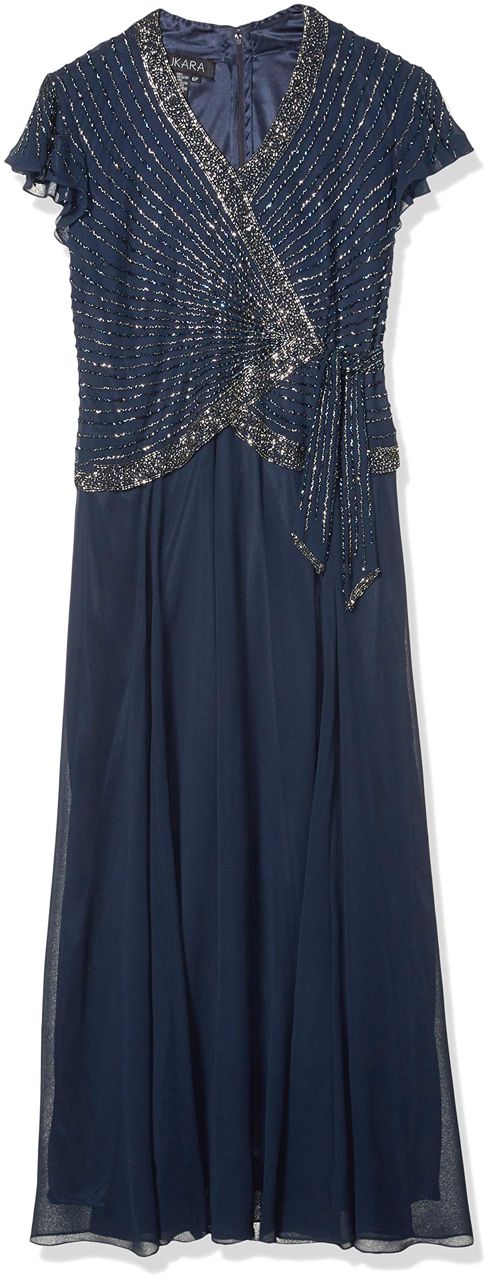 J Kara Women's Plus Size Beaded Flutter Sleeve Dress - Elegant Boho Maxi Dress for Weddings, Parties & Special Occasions