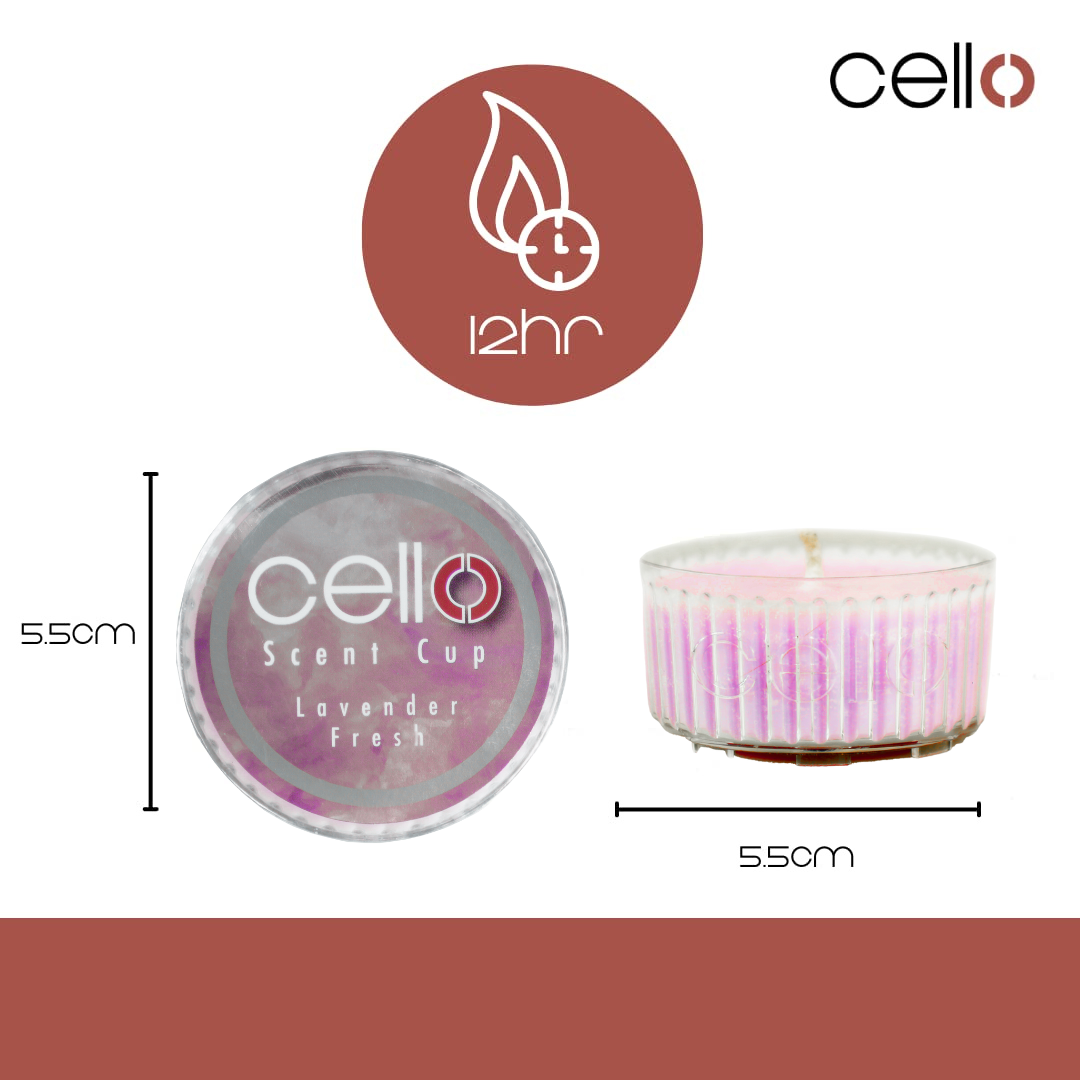 Premium Cello Scent Cup - Lavender Fresh Aromatherapy Air Freshener for Home, Office, Car & Bathroom | Long-Lasting Fragrance for Relaxation & Stress Relief