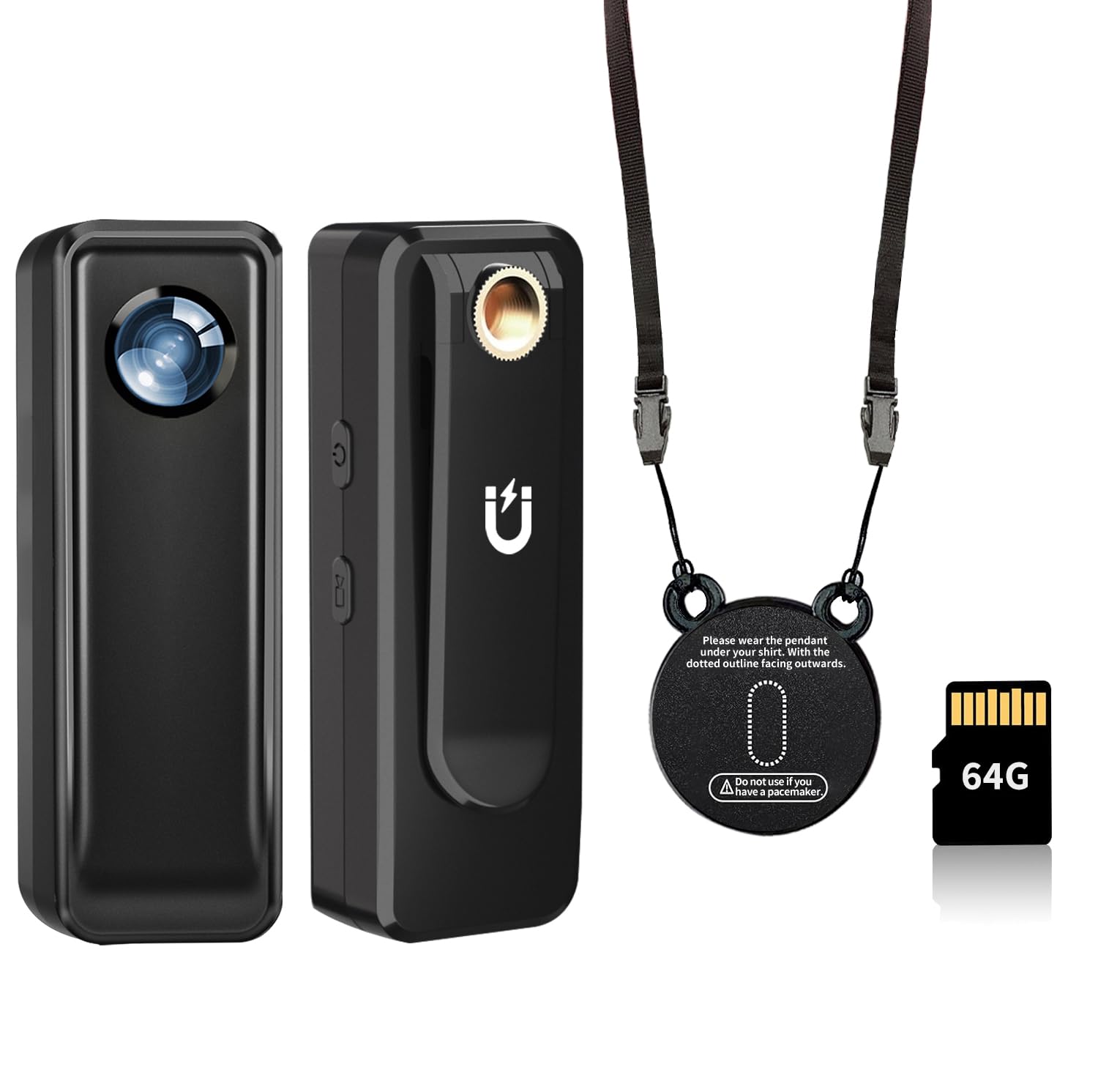4K HD Body Camera with 64GB Memory Card - Mini Wearable Action Cam with Magnetic Clip for Travel, Cycling, Home Security & Office Recording | Portable Pocket Camcorder for Daily Use & Hands-Free Documentation