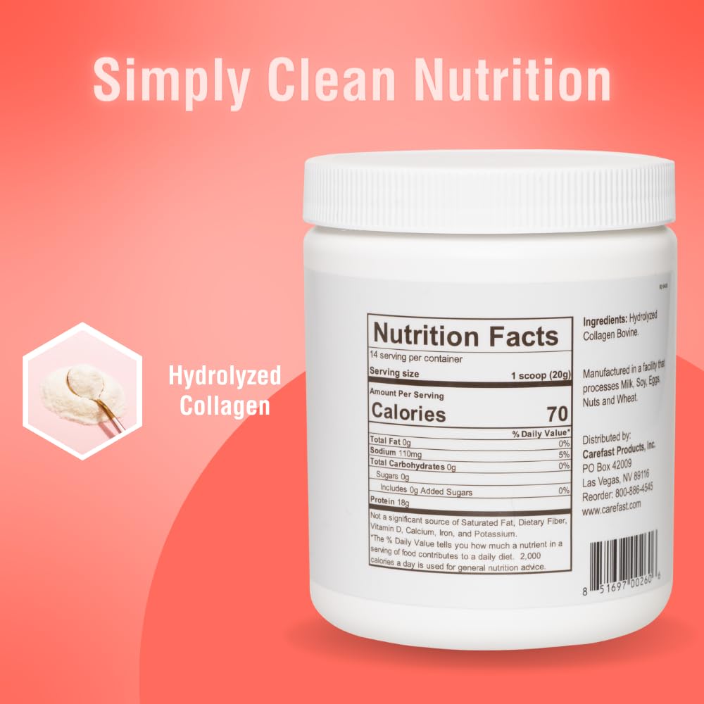 Grass-Fed Hydrolyzed Collagen Peptides Powder - Paleo & Keto Friendly Protein Supplement for Skin, Hair & Nail Health - 9.9oz (280g) - Perfect for Smoothies, Coffee & Post-Workout Recovery