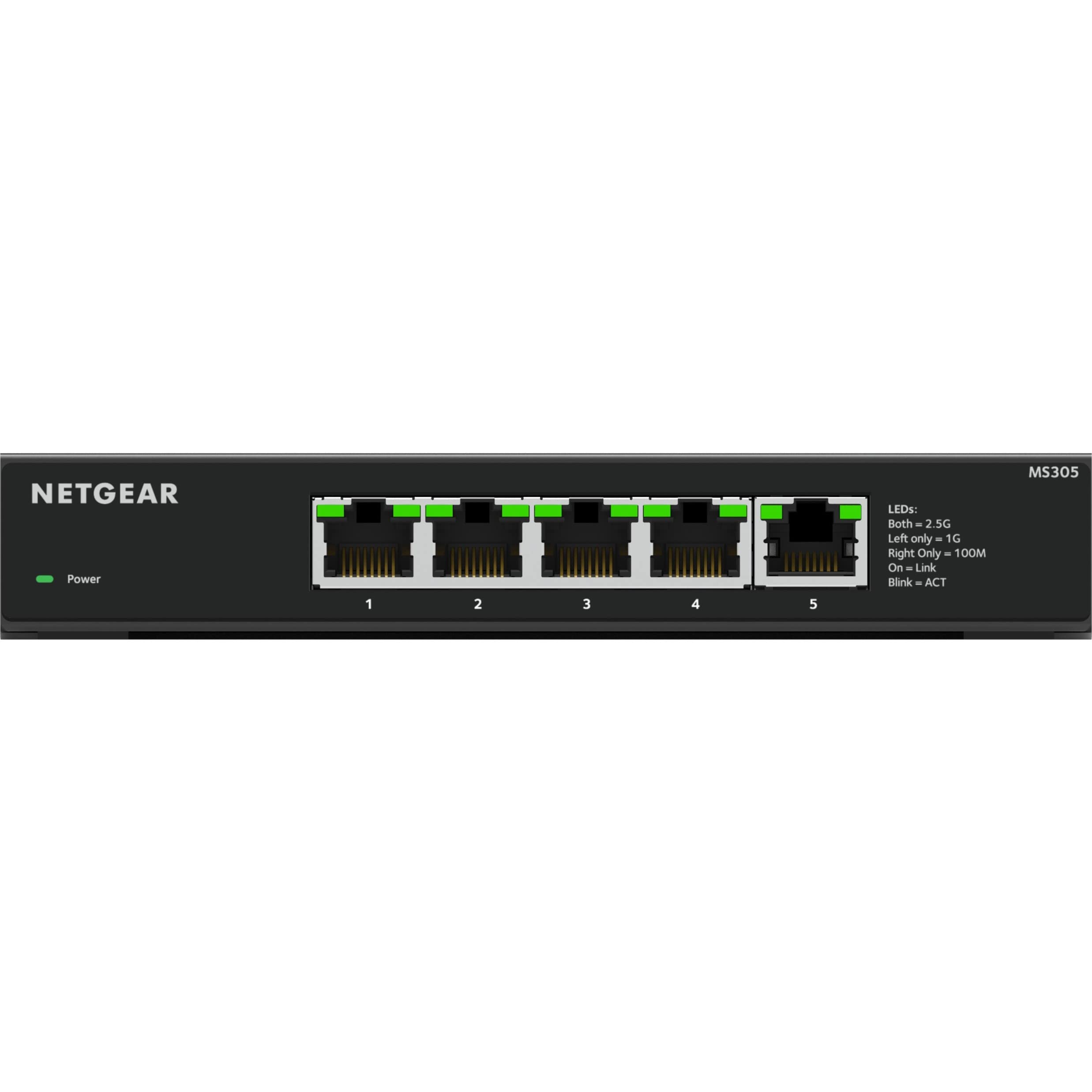 NETGEAR MS305 5-Port Multi-Gigabit Ethernet Unmanaged Switch - 5 x 1G/2.5G Ports, Plug-and-Play, Desktop/Wall Mount, 3-Year Warranty - Ideal for Home Office, Gaming & Small Business Networks