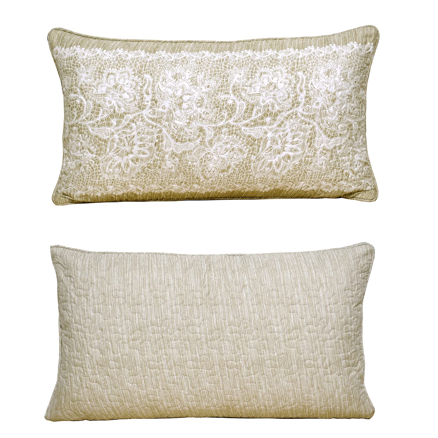Emma Taupe Printed Microfiber Pillow Covers Set of 2 (14x26 Inch) - Soft Decorative Throw Pillow Cases for Sofa, Bed & Living Room - Lumbar Cushion Cover for Home Decor & Accent