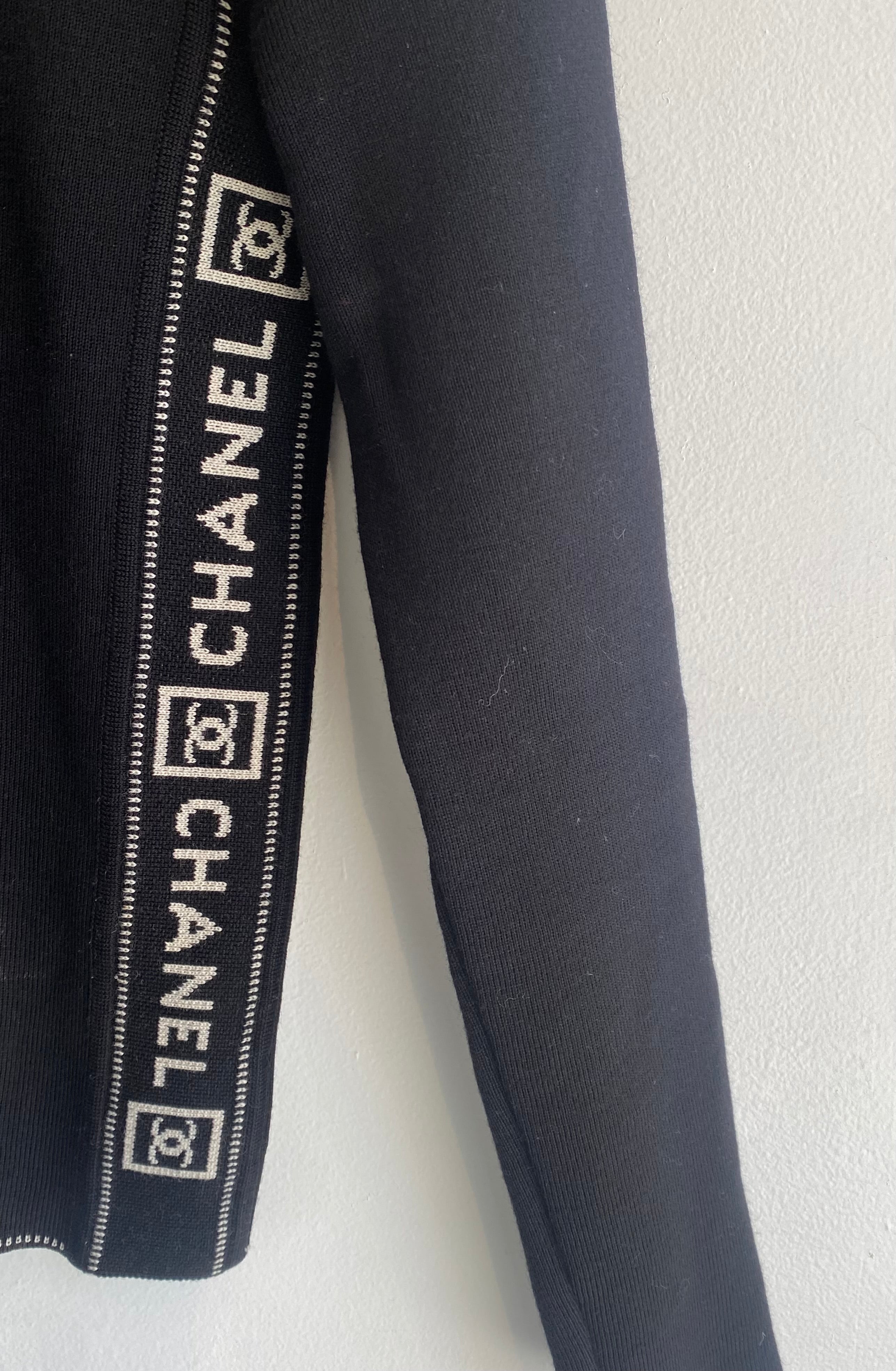 Chanel Sport Black Logo Knit Crewneck Sweatshirt for Men - Casual Luxury Pullover for Gym, Travel & Streetwear Fashion
