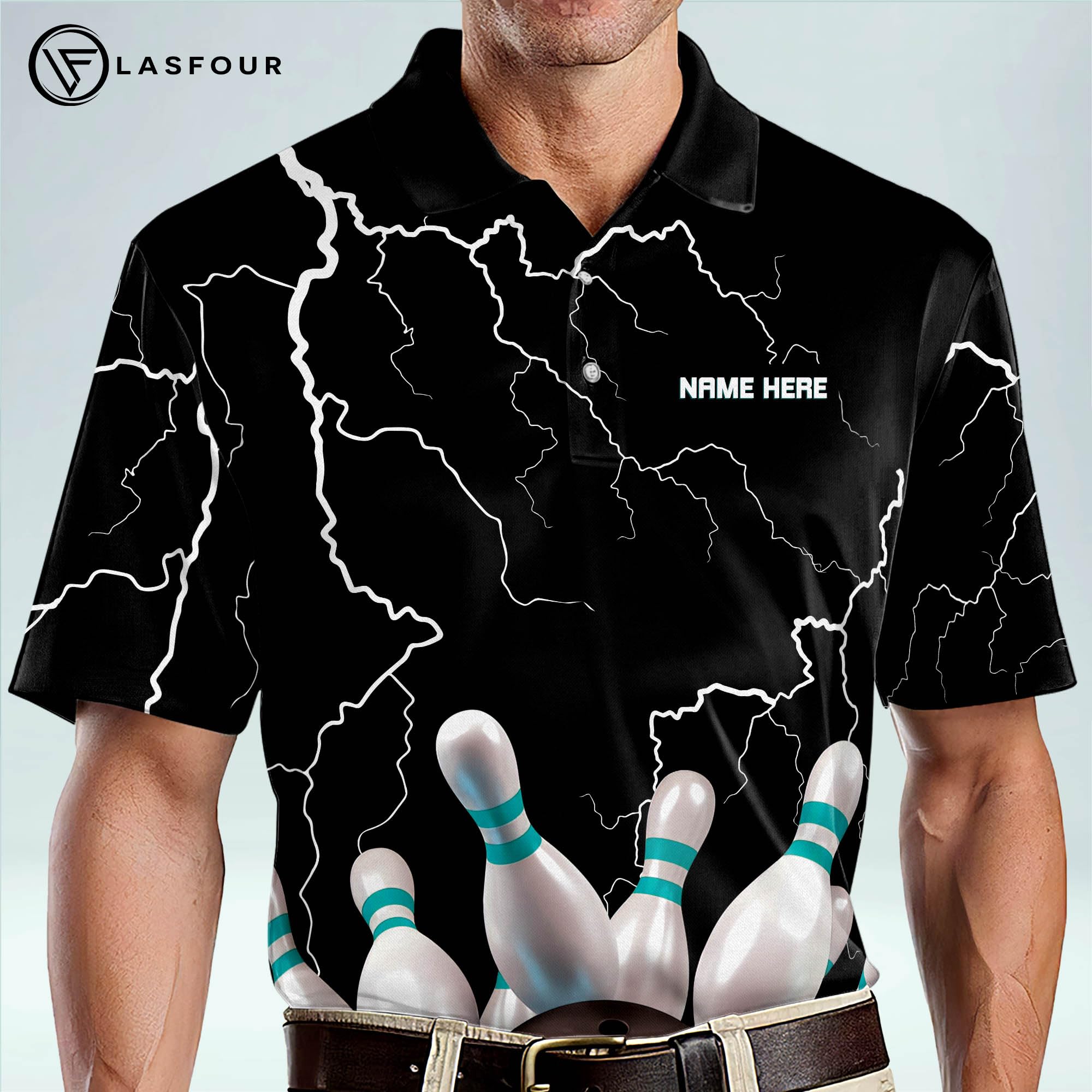 LASFOUR Custom Bowling Shirts for Men - Personalized Short Sleeve Team Shirts for Bowling Leagues & Tournaments - Perfect for Casual Wear & Bowling Parties