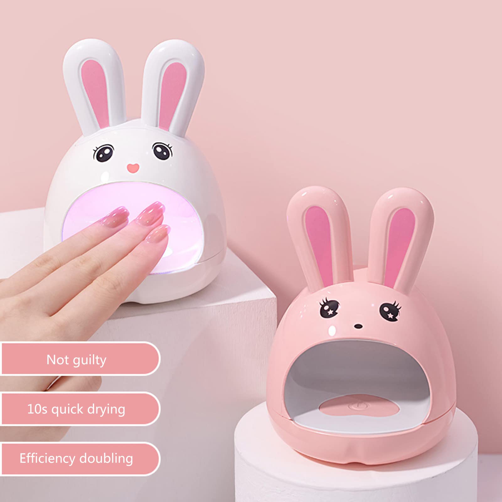 24W LED Nail Dryer Lamp - Cute Rabbit Design Mini UV Gel Nail Light for Home DIY Manicure & Pedicure | Fast Drying Phototherapy Lamp for Nail Art, Gel Polish Curing - Perfect for Salon Professionals & At-Home Nail Care