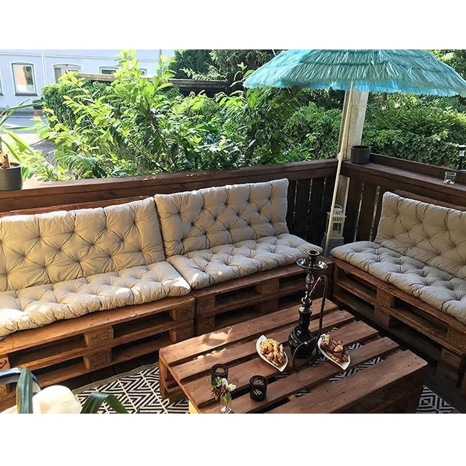 Waterproof Outdoor Bench Cushion with Backrest - 2 or 3 Seat Overstuffed Replacement Cushions for Garden, Patio & Porch Swing - Weather-Resistant & Comfortable for Relaxing Outdoors