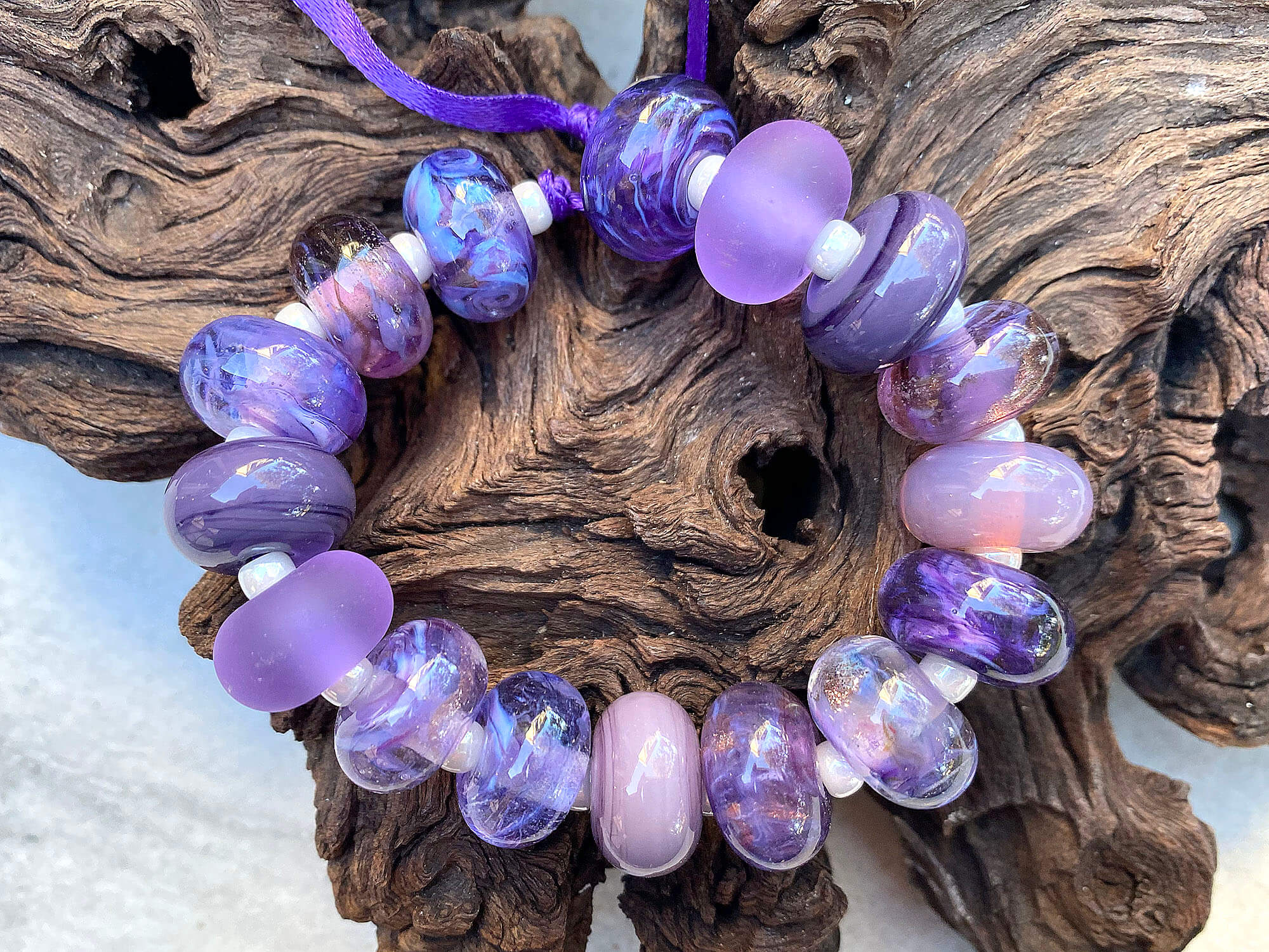 16-Piece Royal Purple Lampwork Glass Beads Set for Jewelry Making - DIY Necklace, Bracelet, Earrings Craft Supplies - Perfect for Beading, Gift Wrapping & Home Decor