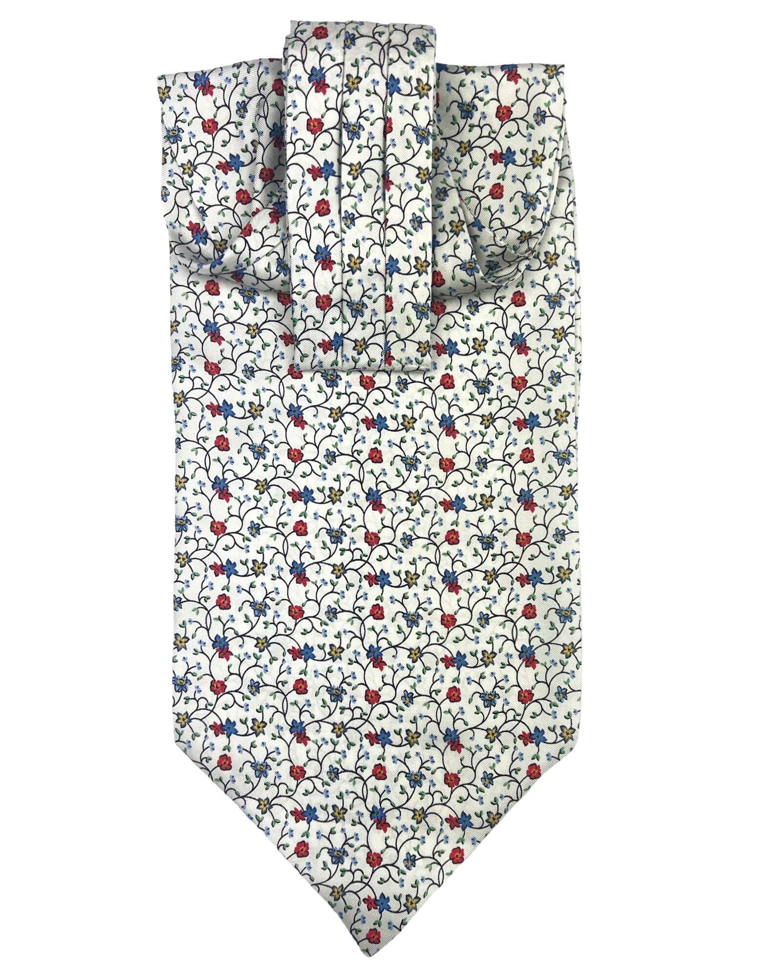 DÉCLIC Lugo Floral Ascot Scarf - Elegant White Neckwear for Women | Perfect for Weddings, Parties & Formal Events