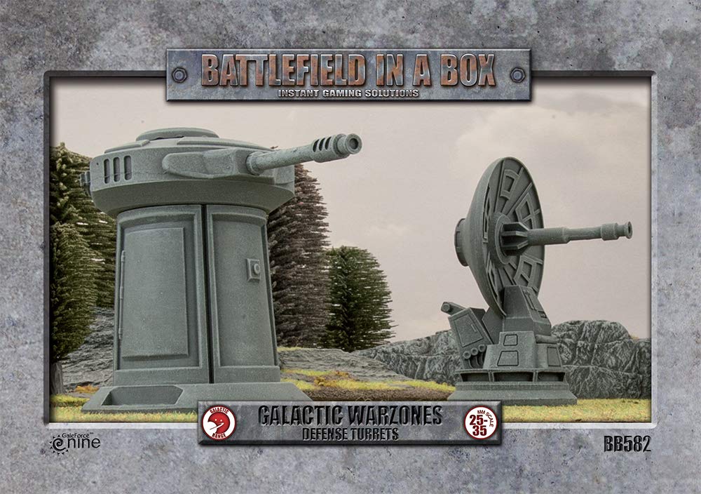 Battlefield in a Box Galactic Warzones Defense Turrets - Sci-Fi Wargaming Terrain for Tabletop Strategy Games & Miniature War Scenes