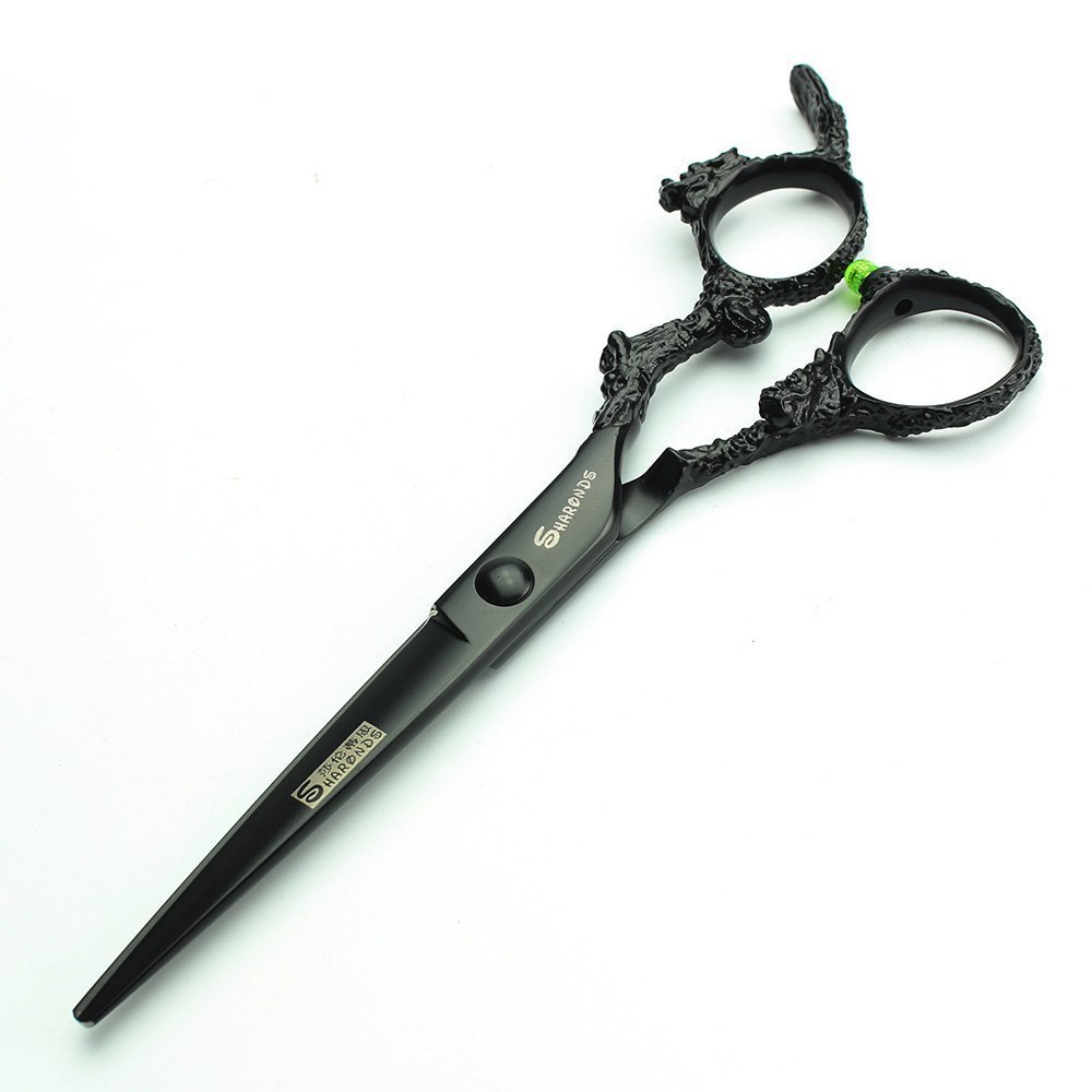 Professional 6 Inch Hair Cutting Scissors - 440C Stainless Steel Barber Shears with Black Dragon Design & Thinning Scissors - Perfect for Salon Stylists & Home Hairdressing
