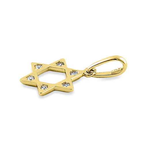 14K Solid Yellow Gold Star of David CZ Pendant Necklace - Elegant Jewish Jewelry Gift for Women & Men - Perfect for Hanukkah, Bar Mitzvah & Everyday Wear