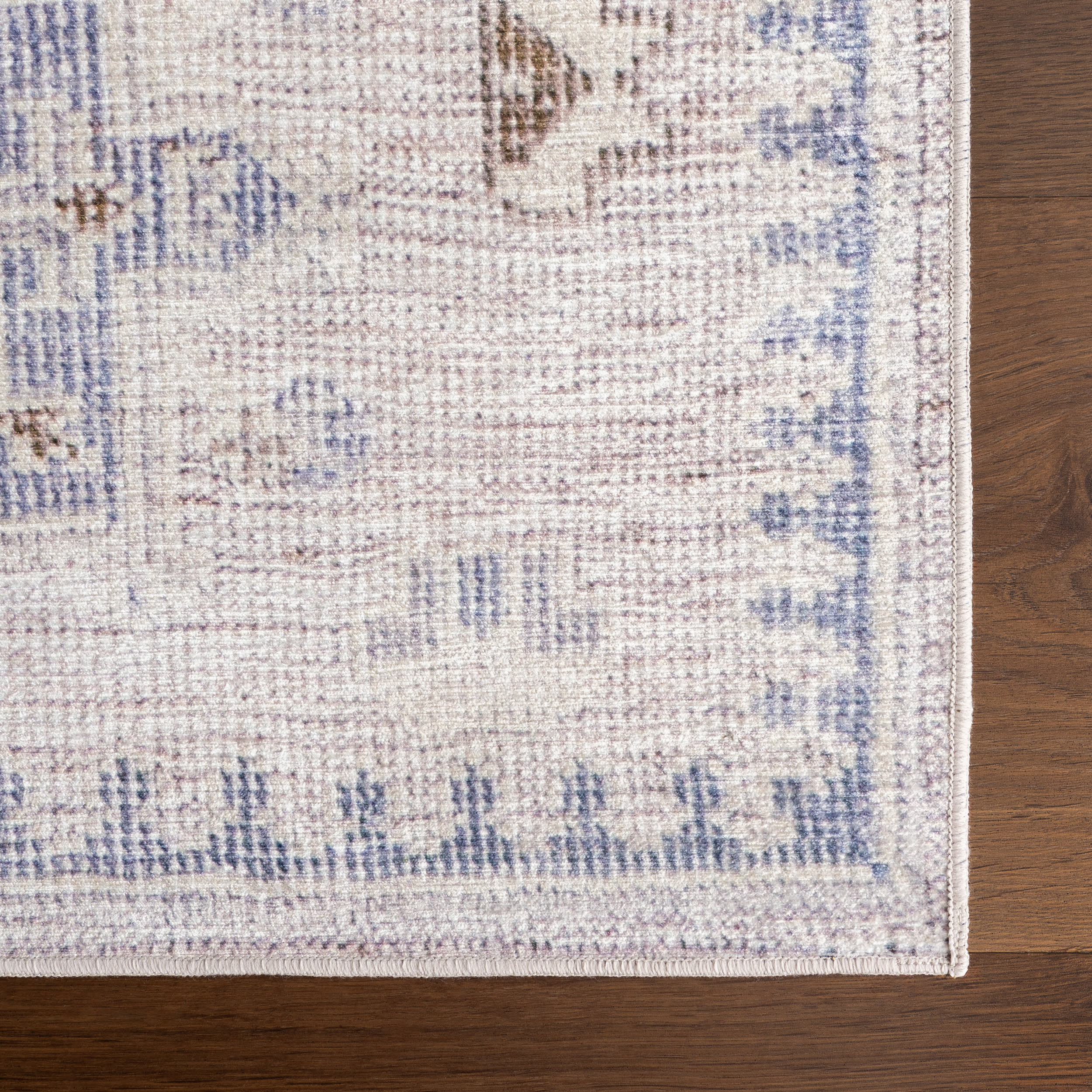 Brenda Hazy Heraldry Spill-Proof Washable Area Rug - Soft Beige Non-Slip Living Room Rug for Home, Kitchen & Nursery | Machine Washable & Durable