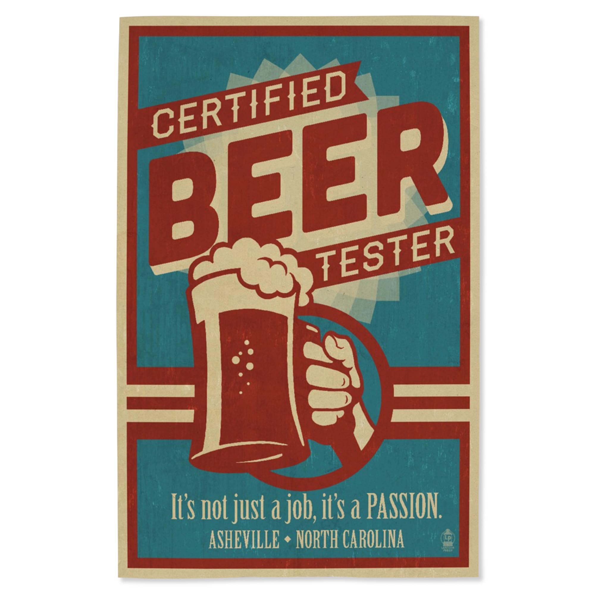 Lantern Press 16x24 Inch Giclee Art Print - Asheville North Carolina Landscape Wall Decor - Certified Beer Tester Humorous Poster - Perfect for Home, Office & Bar Decor