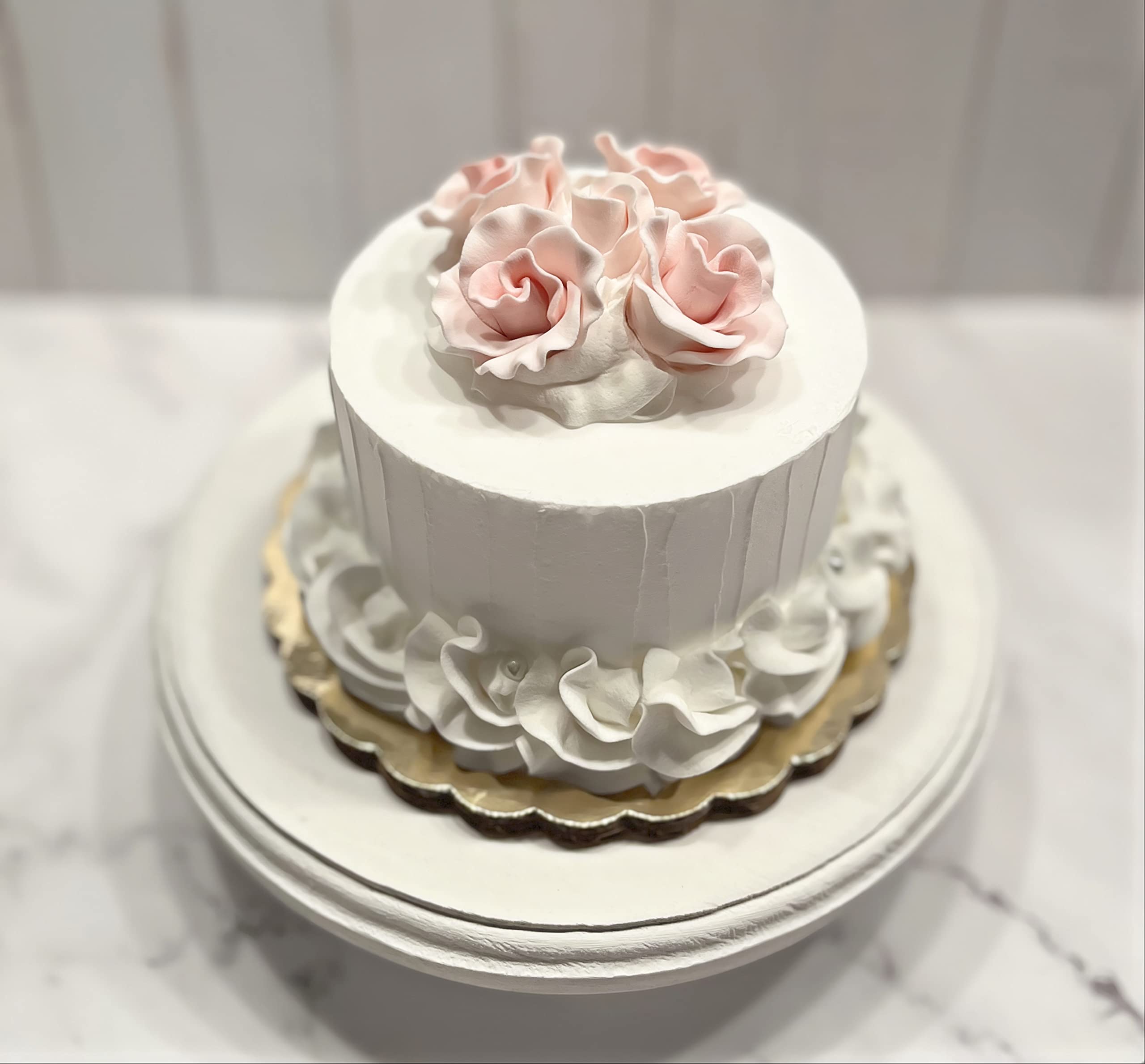 Realistic Fake Wedding Cake - Pink Artificial Cake Display for Decorations | Fake Cupcakes & Cake Toppers | Perfect for Wedding, Party & Dessert Table Displays