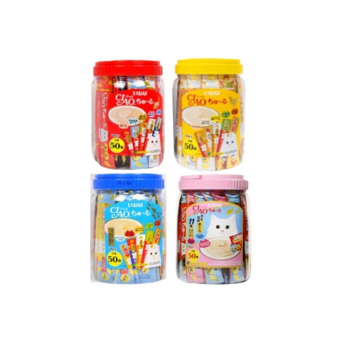 Premium Ciao Churu Cat Treats with Real Ingredients - 50 Sticks Tasty Lickable Puree for Cats | Perfect for Training, Bonding & Senior Cat Care