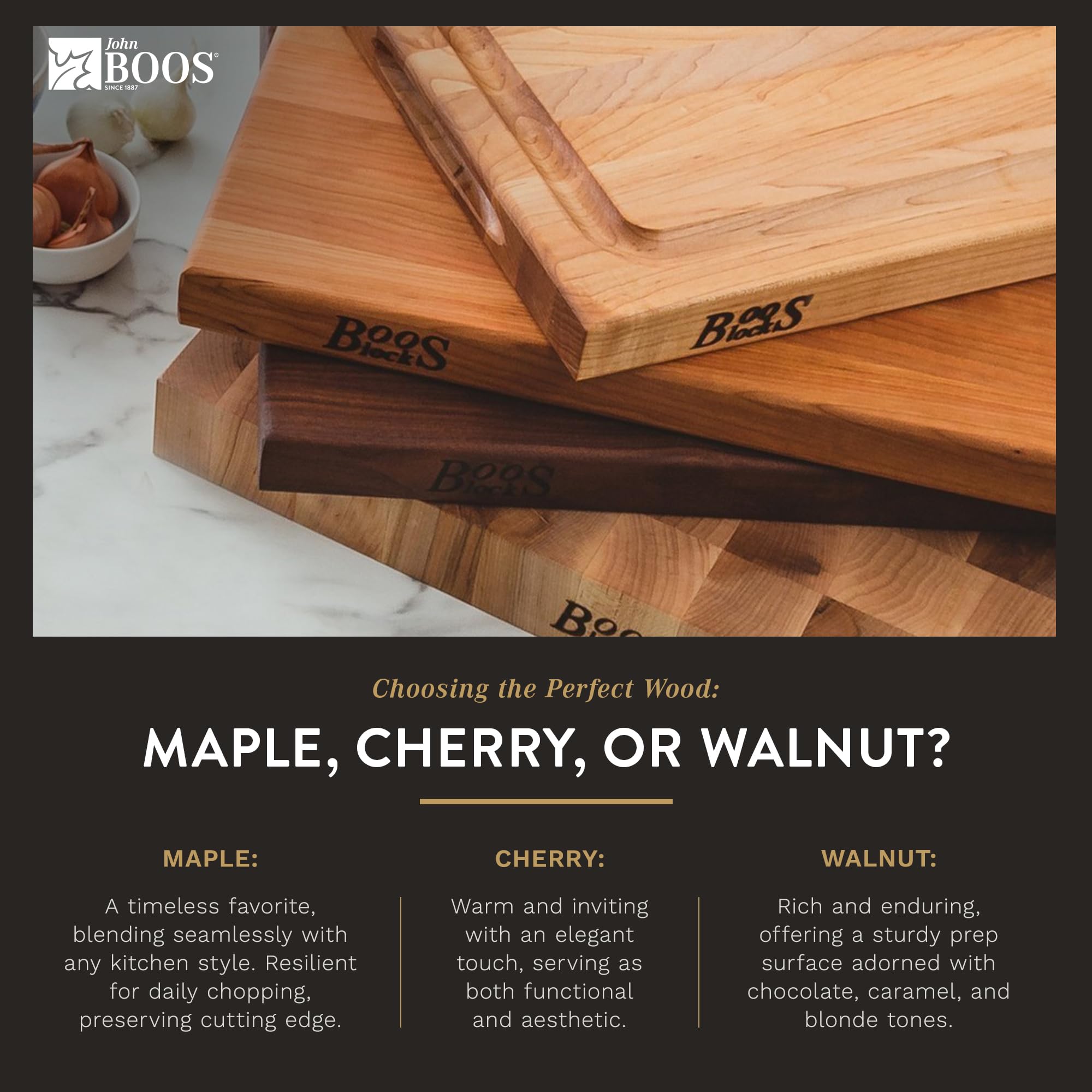 Premium John Boos MC Series 6x6 Inch Maple Wood Cutting Board with Non-Slip Feet - 4-Inch Thick Square Chopping Block for Kitchen, Butcher, Meat Cutting & Charcuterie Display
