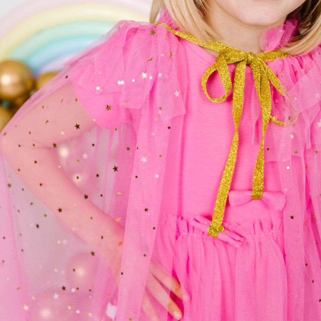 Hot Pink Star Cape for Kids - Dress Up Costume & Play Pretend - Perfect for Halloween, Birthday Parties, and Role Play