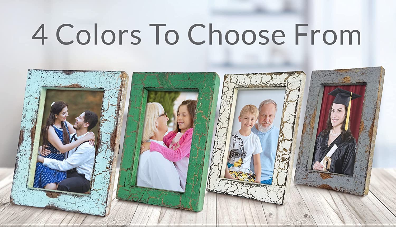 Rustic Farmhouse Picture Frame 5x7 Inch - Distressed Green Wood Photo Frame for Wall or Tabletop Display - Perfect for Family Photos, Wedding Pictures & Home Decor