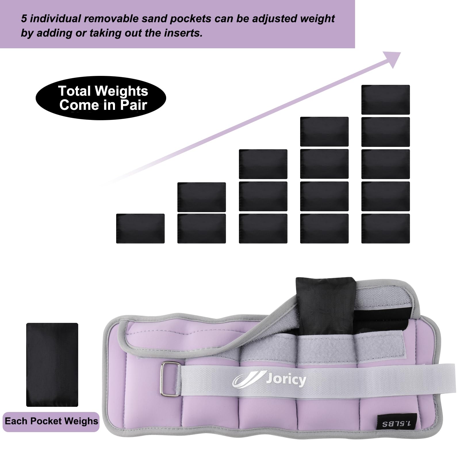 Adjustable Ankle Weights 1-20 LBS for Women, Men & Kids - Pair of Removable Wrist & Leg Weights for Strength Training, Walking, Running, Fitness & Physical Therapy - Ideal for Home Workouts, Gym Training & Rehabilitation Exercises