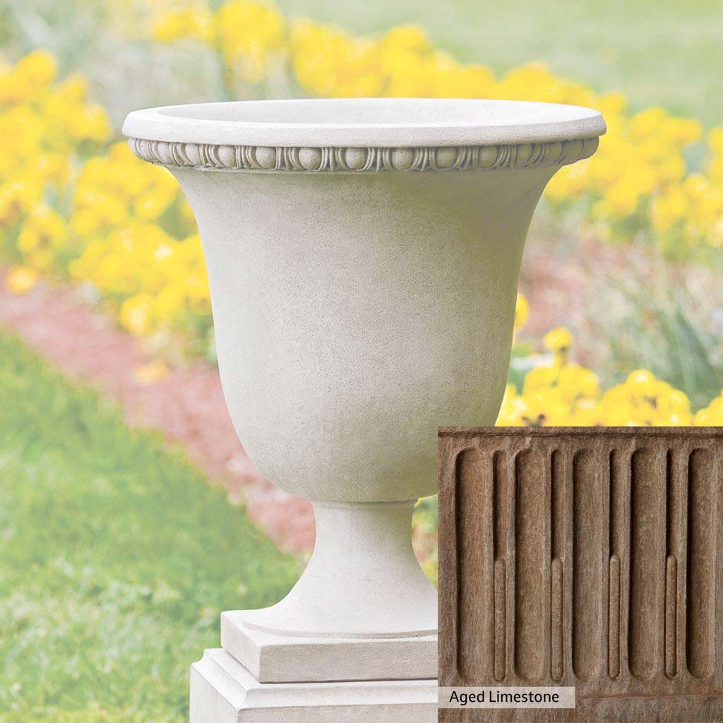 Campania International Williamsburg Egg and Dart Urn - Classic Garden Urn for Outdoor Decor, Patio, and Landscape Design | Elegant Resin Planter with Egg and Dart Motif