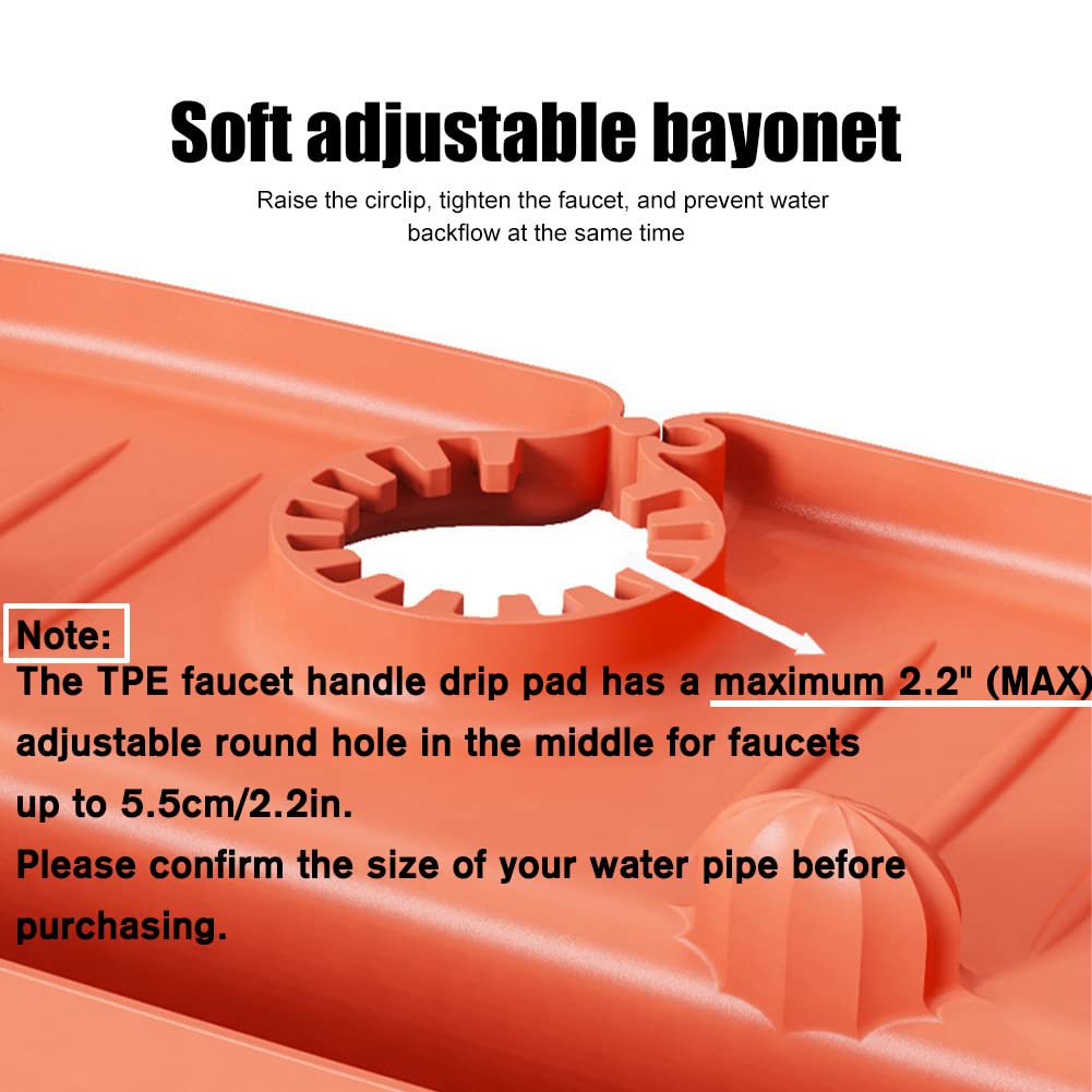 **Non-Slip Silicone Sink Splash Guard - TPE Faucet Mat & Drying Pad for Kitchen, Bathroom, Bar, RV - Water Catcher & Drip Tray for Farmhouse & Home Use (Orange)**    *(Perfect for preventing water splashes, keeping countertops dry, and organizing small items near sinks in kitchens, bathrooms, bars, RVs, and farmhouses.)*
