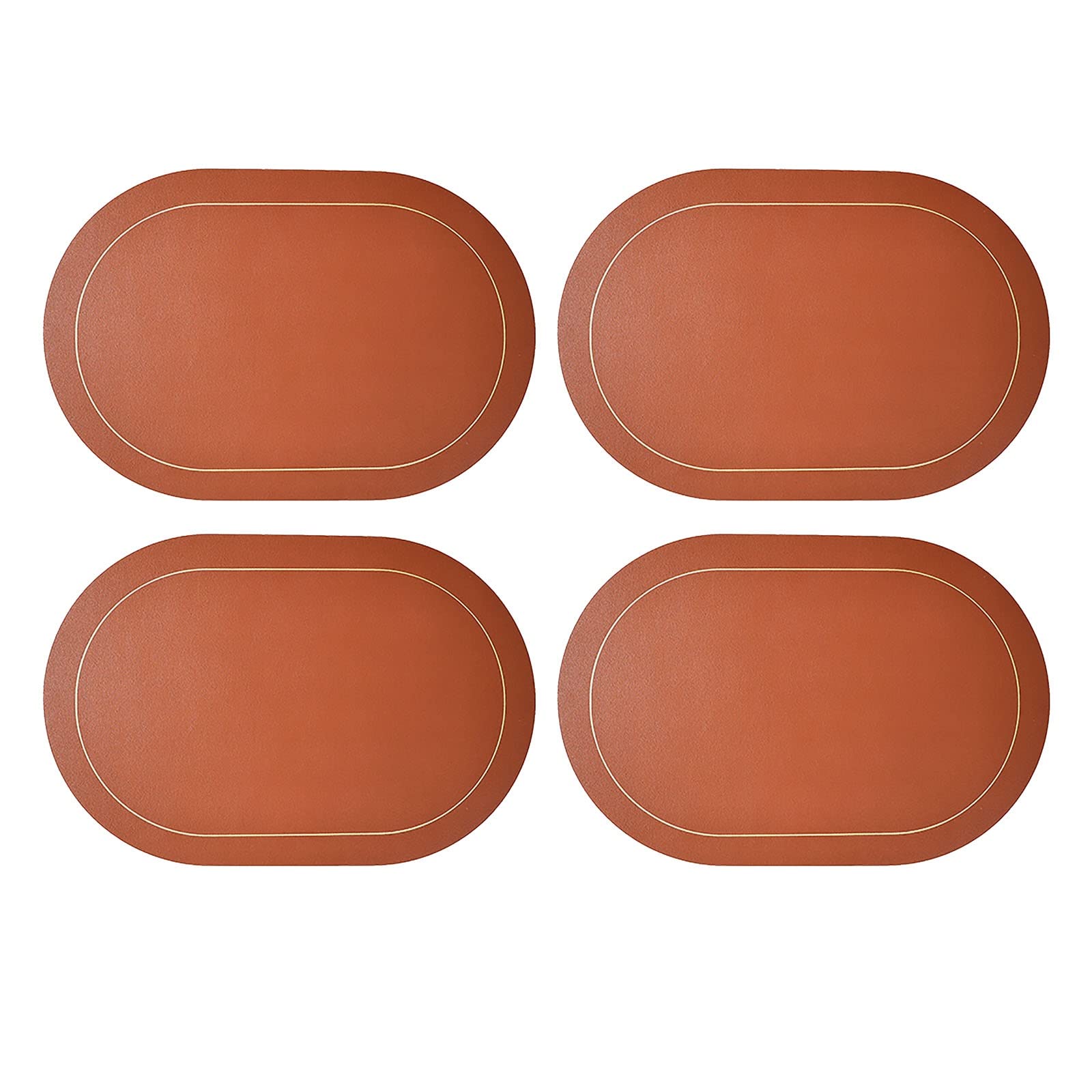 TAUODUYY (4 Pack) American Style Placemats - Waterproof, Oil Proof, Heat Resistant Dining Table Mats for Plates & Bowls - Two-Tone Western Home Decor (Color: Green) - Perfect for Family Dinners, Parties & Restaurant Style Dining